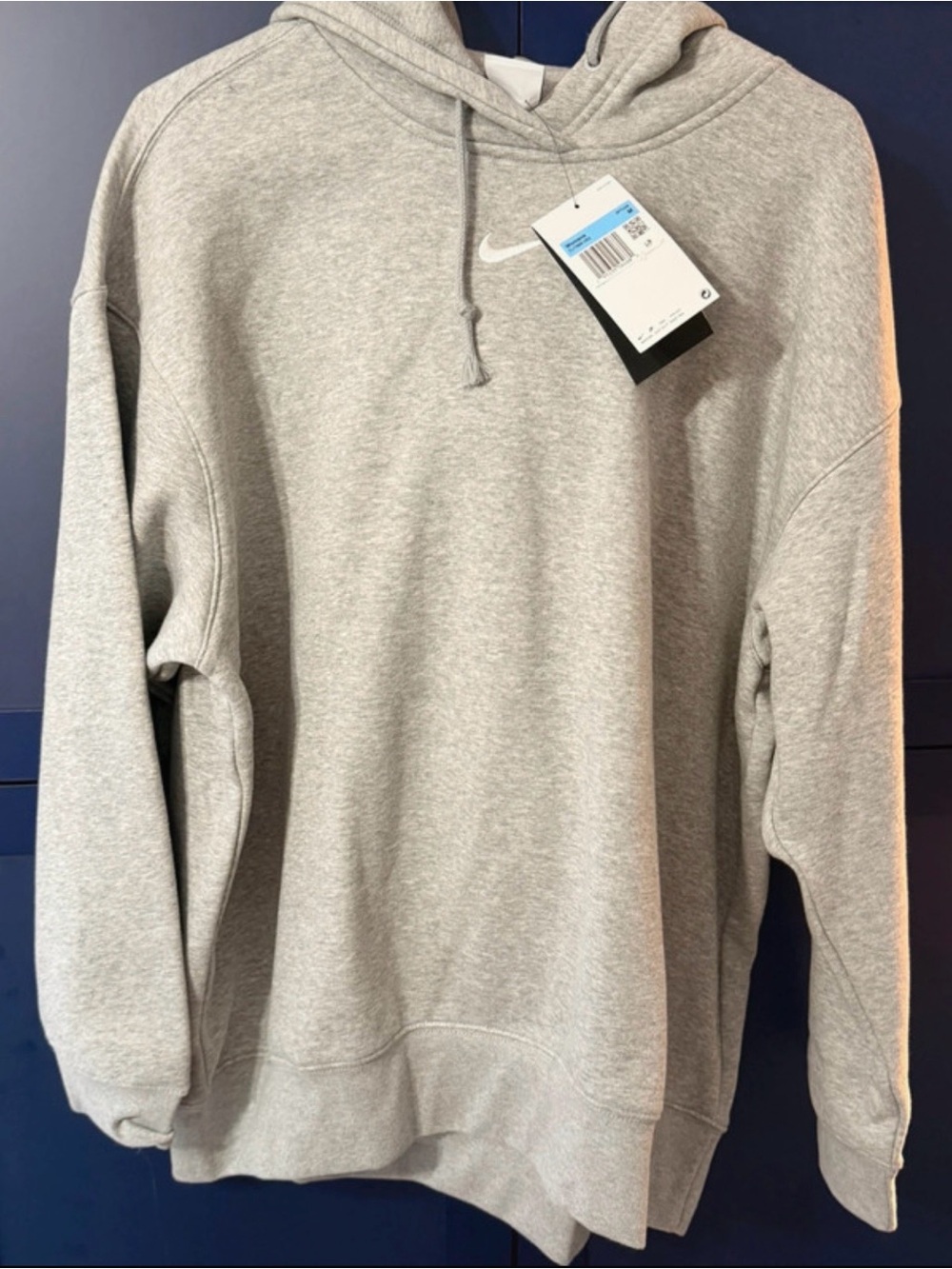 Nike Women’s Light Gray Crewneck Hoodie with Small Swoosh